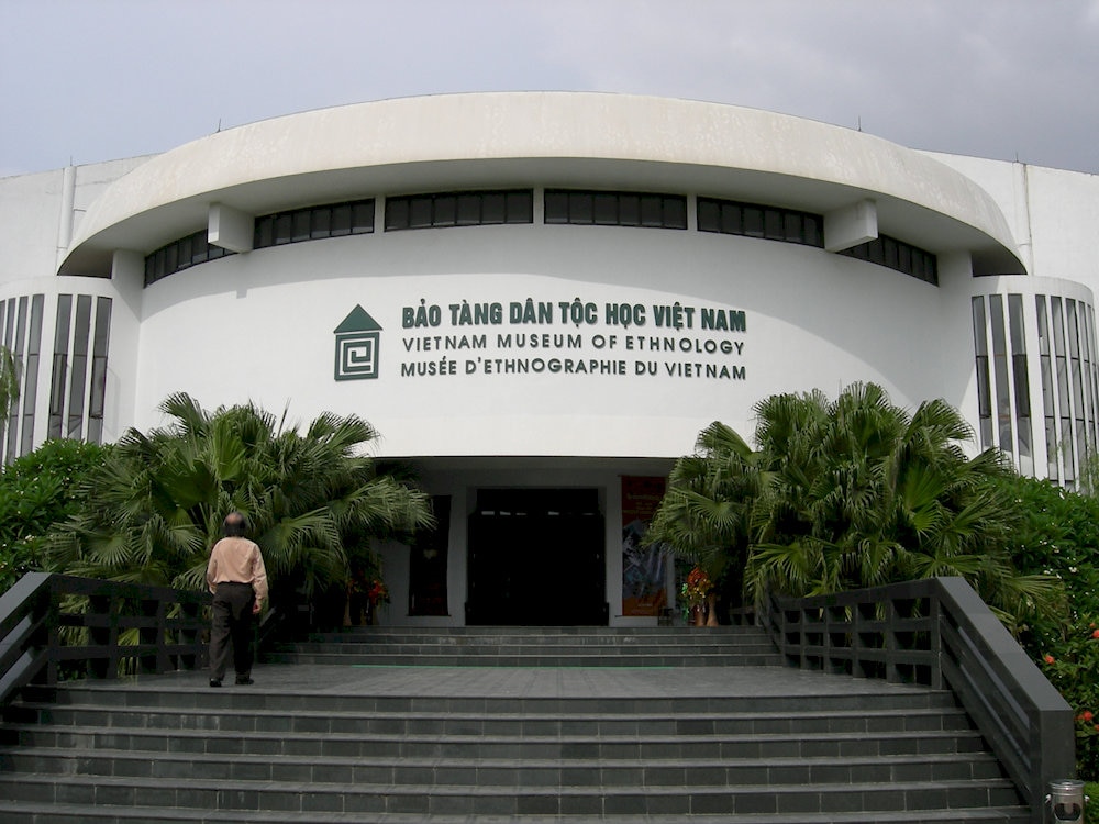 The entrance of the Vietnam Museum of Ethnology is designed in a modern architectural style